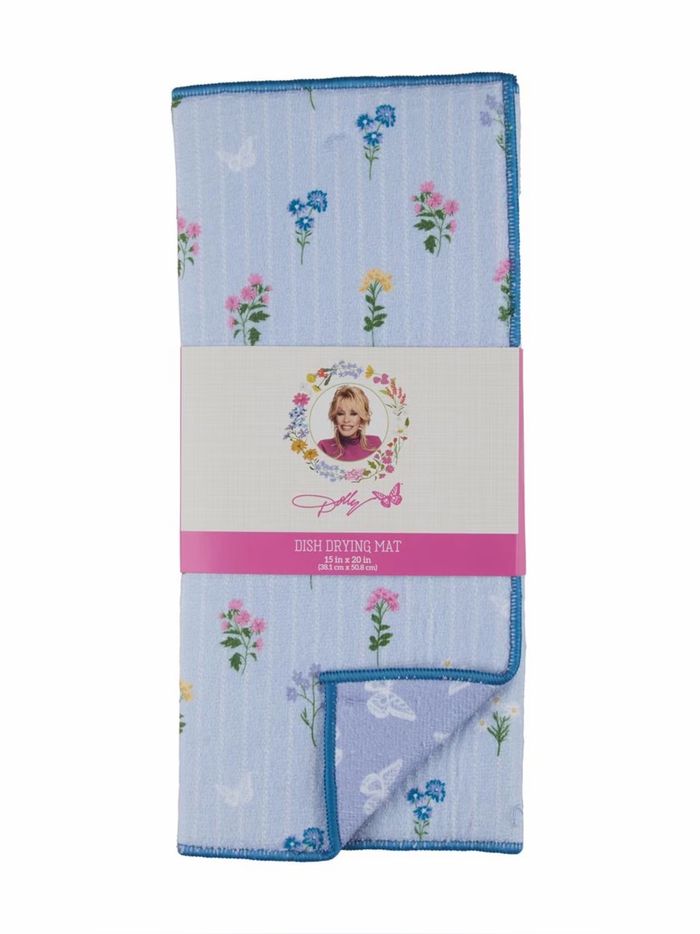 Dolly Parton Floral Blue Dish Mat